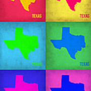 Texas Pop Art Map 1 Poster