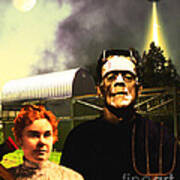 The American Gothic Abduction Of Frank And Liz By Visitors From Mars Dsc912 Poster