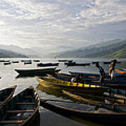 The Boats Of Phewa Tal In Nepal Poster