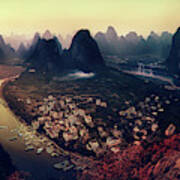 The Karst Mountains Of Guangxi Poster
