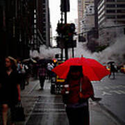 The Red Umbrella - New York City Street Scene Poster