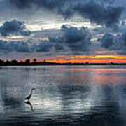 The Solitary Fisherman - Florida Sunset Poster