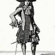 The Summer Sword Dress, 1675 Etching Bw Print Poster