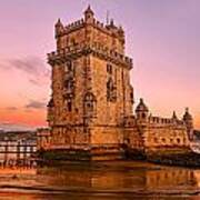 The Tower Of Belem In Lisbon At Sunset Poster
