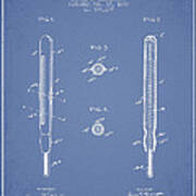 Thermometer Patent From 1898 - Light Blue Poster