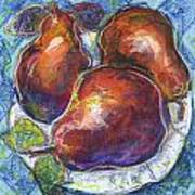 Three Pears On A White Plate Poster