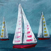 Three Sailboats Poster