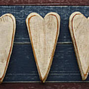 Three Wooden Hearts Poster