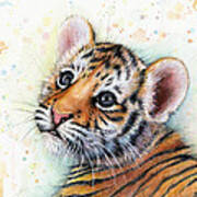 Tiger Cub Watercolor Art Poster