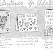 Title Valentines For Adults. Three Valentine's Poster