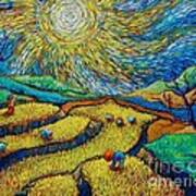 Toil Today Dream Tonight Diptych Painting Number 1 After Van Gogh Poster