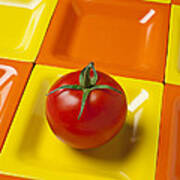 Tomato On Square Plate Poster