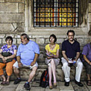 Tourists On Bench - Dubrovnik, Croatia Poster