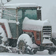 Tractor In The Snow Poster