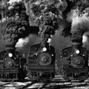 Train Race In Bw Poster