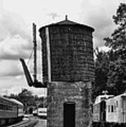 Train - Water Tower -  Black And White Poster