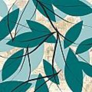 Turquoise Leaves Poster