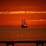Two 3-masted Schooners Sail Off Into The Santa Rosa Sound Sunset Poster