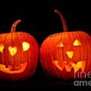 Two Carved Jack O Lantern Pumpkins Poster