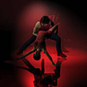 Two Jazz Dancers In Red Poster