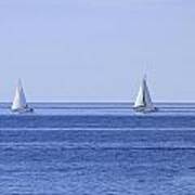 Two Sailboats On Open Sea Horizon Poster