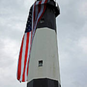Tybee Island Lighthouse - Red White And Blue Detail Poster