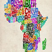 Typography Map Of Africa Poster