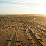 Tyre Tracks In Sand On A Beach, Uruguay Poster