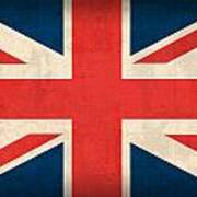 United Kingdom Union Jack England Britain Flag Vintage Distressed Finish Poster