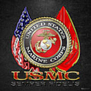 U. S. Marine Corps U S M C Emblem On Black Poster