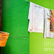 Vase Towels And Green Wall Poster