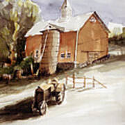 Vermont Barn With Wooden Silo Poster