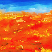 Vibrant Desert Abstract Landscape Painting Poster
