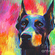 Vibrant Doberman Pincher Dog Painting Poster