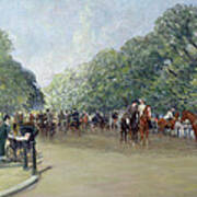 View Of Hyde Park With Figures On Rotten Row Poster