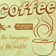 Vintage Coffee With Map Poster