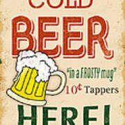 Vintage Cold Beer Sign Poster