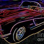 Vintage Corvette - Classic Car - Neon Poster