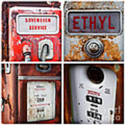 Vintage Fuel Pumps Collage Poster