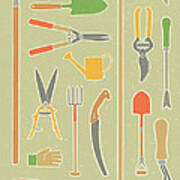 Vintage Garden Tools Poster