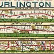 Vintage Map Of The Burlington Rail Route Poster