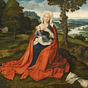 Virgin And Child Seated Before An Extensive Landscape Poster