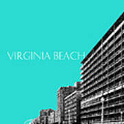 Virginia Beach Skyline Boardwalk  - Aqua Poster