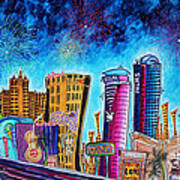 Viva Las Vegas A Fun And Funky Pop Art Painting Of The Vegas Skyline And Sign By Megan Duncanson Poster