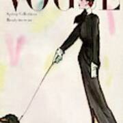 Vogue Cover Featuring A Woman Walking A Dog Poster