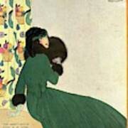 Vogue Cover Illustration Of A Woman In A Green Poster
