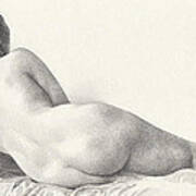 Voluptuous Reclining Nude Luxuriating On Victorian Settee After Eakins Poster