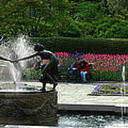 Water Fountain In Central Park Poster