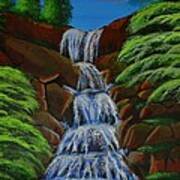 Waterfall With Trees Poster