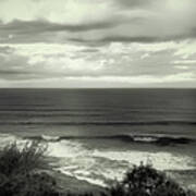 Wave Watching In Black And White - Kauai - Hawaii Poster